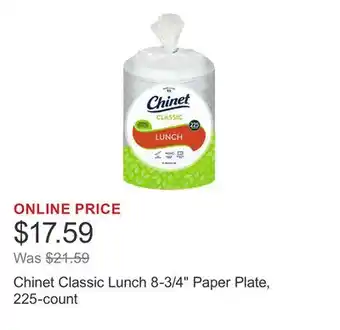 Costco Chinet Classic Lunch 8-3/4 Paper Plate, 225-count offer