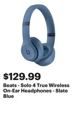 Best Buy Beats - Solo 4 True Wireless On-Ear Headphones - Slate Blue offer