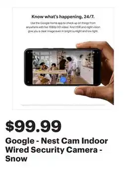 Best Buy Google - Nest Cam Indoor Wired Security Camera - Snow offer