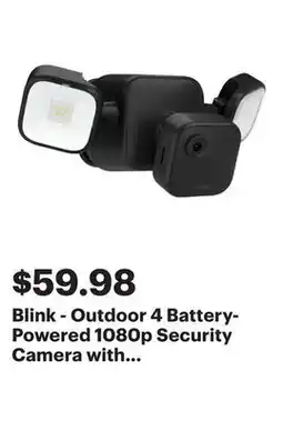 Best Buy Blink - Outdoor 4 Battery-Powered 1080p Security Camera with Floodlight - Black offer