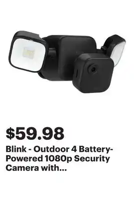 Best Buy Blink - Outdoor 4 Battery-Powered 1080p Security Camera with Floodlight - Black offer