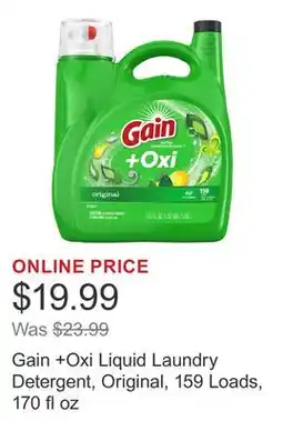 Costco Gain +Oxi Liquid Laundry Detergent, Original, 159 Loads, 170 fl oz offer