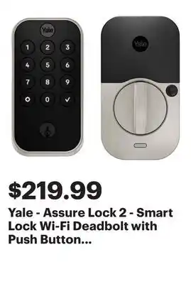 Best Buy Yale - Assure Lock 2 - Smart Lock Wi-Fi Deadbolt with Push Button Keypad | Key Access - Satin Nickel offer
