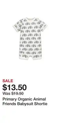 Nordstrom Primary Organic Animal Friends Babysuit Shortie offer