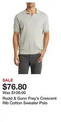 Nordstrom Rodd & Gunn Frey's Crescent Rib Cotton Sweater Polo offer