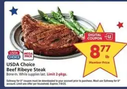 Safeway USDA Choice Beef Ribeye Steak offer