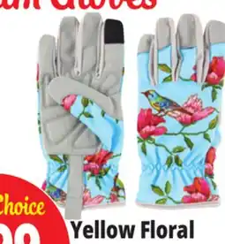 Ocean State Job Lot Garden Grove Women's Cushioned Palm Synthetic Leather Yellow Floral Garden Glove offer