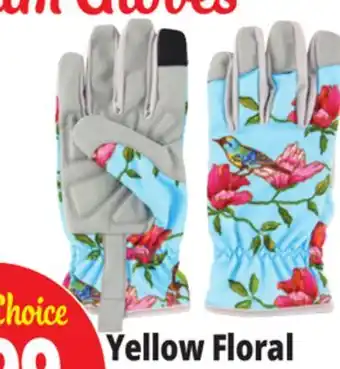 Ocean State Job Lot Garden Grove Women's Cushioned Palm Synthetic Leather Yellow Floral Garden Glove offer
