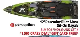 Ocean State Job Lot Perception Pescador Pilot 12.0 Fishing Pedal Kayak Sonic Camo offer