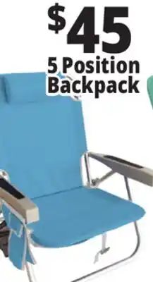 Ocean State Job Lot 5 Position Aluminum Backpack Chair offer