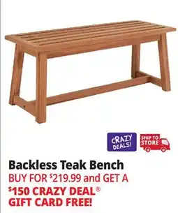 Ocean State Job Lot Backless Teak Bench offer