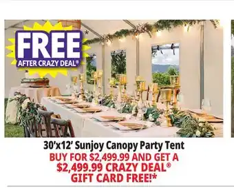 Ocean State Job Lot Sunjoy 30' x 12' Outdoor Canopy Party Tent White offer