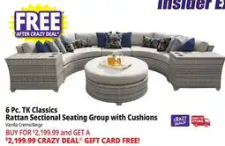 Ocean State Job Lot TK Classics 6-Piece Rattan Sectional Seating Group with Cushions Vanilla Creme/Beige offer