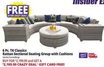 Ocean State Job Lot TK Classics 6-Piece Rattan Sectional Seating Group with Cushions Vanilla Creme/Beige offer