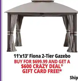 Ocean State Job Lot Sunjoy Fiona 2-Tier Gazebo 11' x 13' Light Gray offer