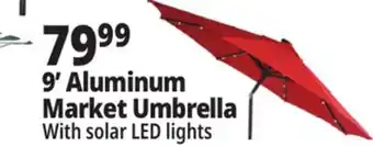 Ocean State Job Lot 9' Aluminum Market Umbrella with Solar LED Lights offer