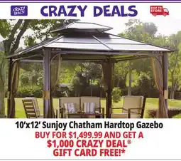 Ocean State Job Lot Sunjoy Chatham 10' x 12' Hardtop Gazebo with Netting offer