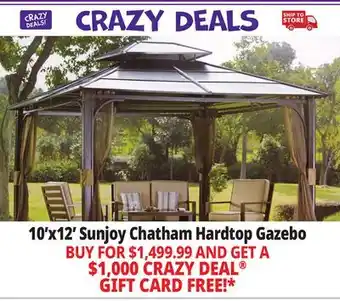 Ocean State Job Lot Sunjoy Chatham 10' x 12' Hardtop Gazebo with Netting offer