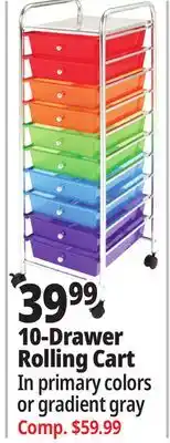Ocean State Job Lot 10-Drawer Rolling Cart offer