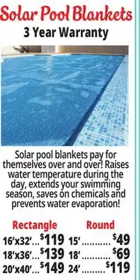 Ocean State Job Lot Solar Pool Blankets offer