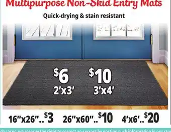 Ocean State Job Lot non-Skid Entry Mats offer