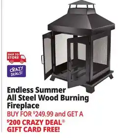 Ocean State Job Lot Endless Summer Steel Wood-Burning Fireplace Black offer