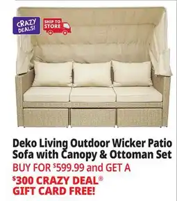 Ocean State Job Lot Deko Living Outdoor Wicker Patio Sofa with Canopy and Ottoman Set Beige offer