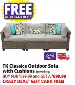 Ocean State Job Lot TK Classics Outdoor Sofa with Cushions Brown/Beige offer