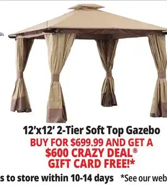 Ocean State Job Lot Sunjoy Aluminum Frame 2-Tier Steel Soft Top Gazebo 12' x 12' Beige/Brown offer