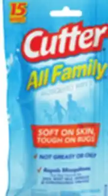 Ocean State Job Lot Cutter All Family Mosquito Wipes 15-count offer