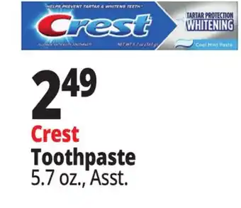 Ocean State Job Lot Crest Toothpaste offer