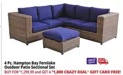 Ocean State Job Lot Hampton Bay Fernlake 4-Piece Outdoor Patio Sectional Set Brown/Midnight offer