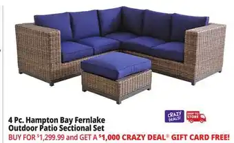 Ocean State Job Lot Hampton Bay Fernlake 4-Piece Outdoor Patio Sectional Set Brown/Midnight offer