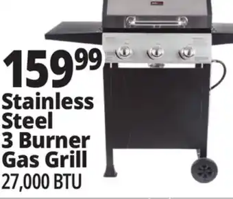 Ocean State Job Lot Stainless Steel 3 Burner Gas Grill offer