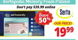 Ocean State Job Lot Sertapedic Memory Foam Pillows offer
