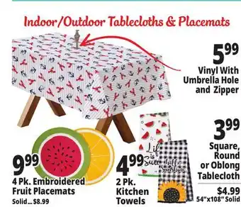 Ocean State Job Lot Indoor/Outdoor Tablecloths & Placemats offer