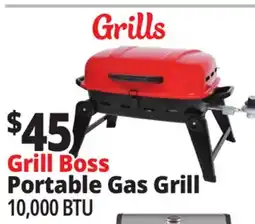 Ocean State Job Lot Grill Boss Portable Propane Grill with Folding Legs 10 000 BTU offer
