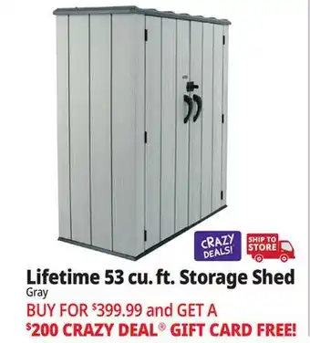 Ocean State Job Lot Lifetime 53 cu. ft. Storage Shed Gray offer