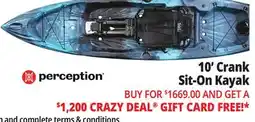 Ocean State Job Lot Perception Crank 10.0 Recreational Pedal Kayak Dapper offer