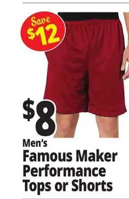 Ocean State Job Lot Men's Famous Maker Performance Tops or Shorts offer