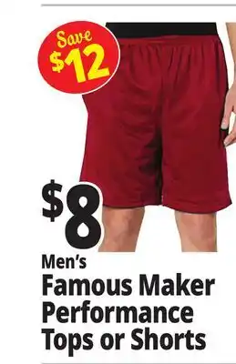 Ocean State Job Lot Men's Famous Maker Performance Tops or Shorts offer