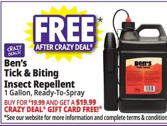 Ocean State Job Lot Ben's Tick & Biting Insect Repellent offer