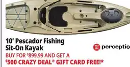 Ocean State Job Lot Perception Pescador 10.0 Fishing Kayak Tan offer