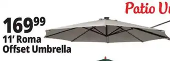 Ocean State Job Lot 11' Roma Offset Patio Umbrella with Solar LED Lights Beige offer