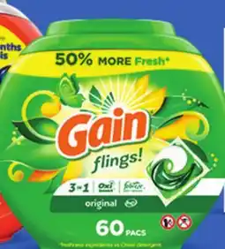 Ocean State Job Lot Gain Flings Oxi Boost and Febreze Original Scent Laundry Detergent Pacs 60 Count offer