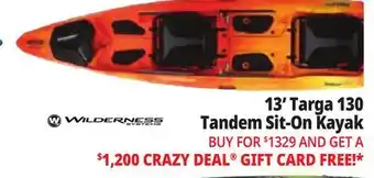 Ocean State Job Lot Wilderness Systems Targa 130T Recreational Tandem Kayak Mango offer