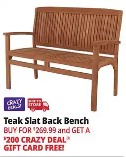 Ocean State Job Lot Teak Slat Back Bench offer