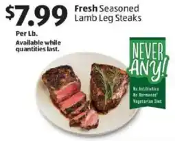 Aldi Fresh seasoned lamb leg steaks offer