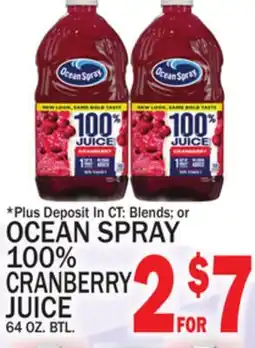 C Town OCEAN SPRAY 100% CRANBERRY JUICE offer
