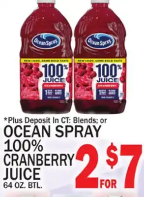 C Town OCEAN SPRAY 100% CRANBERRY JUICE offer